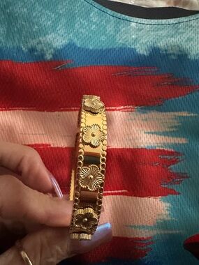 Gold Floral Metal Cuff Bracelet